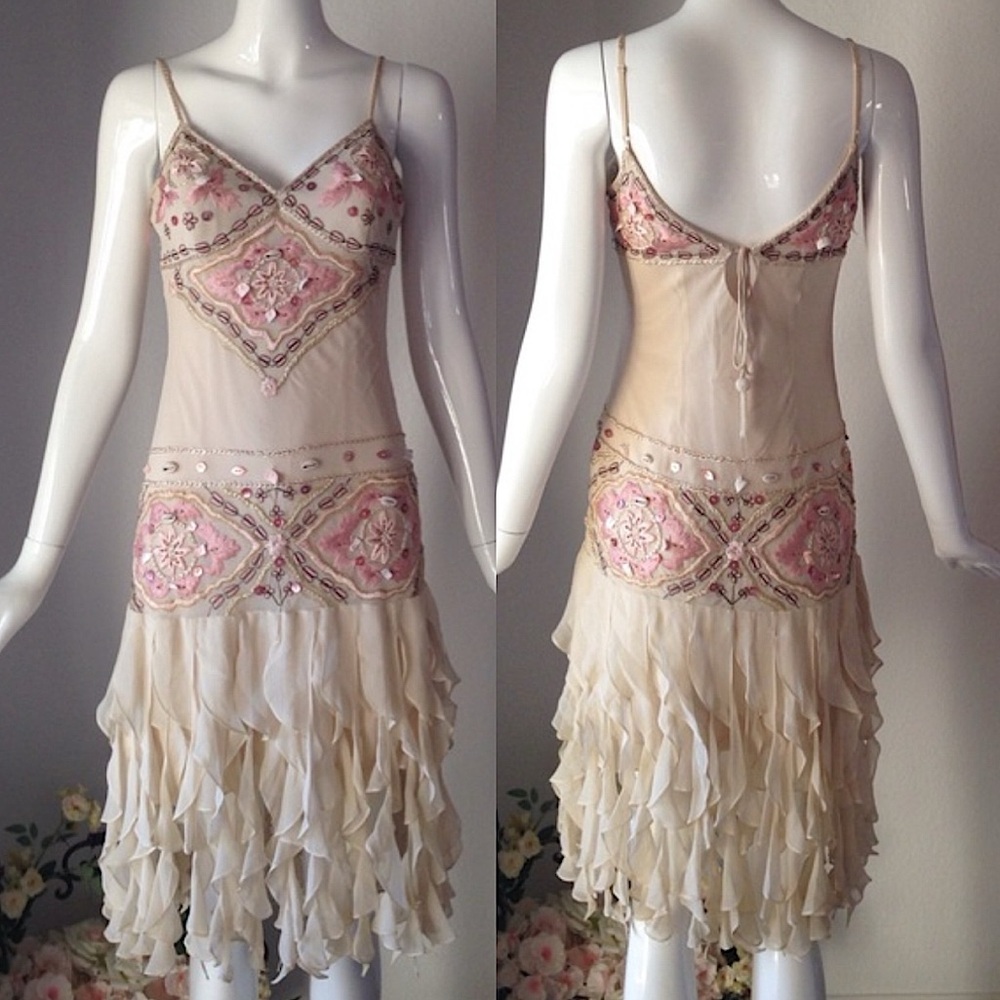 Vintage 100% Silk Beaded Dress Vintage Beaded Dress Sue Wong Dress Shell Mermaid